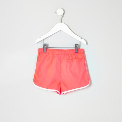Mini boys fluro coral runner swim shorts